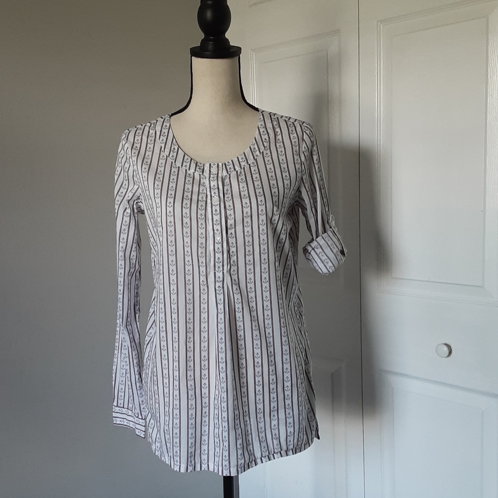 TOMMY HILFIGER ANCHOR PATTERN LADY BLOUSE | XS
